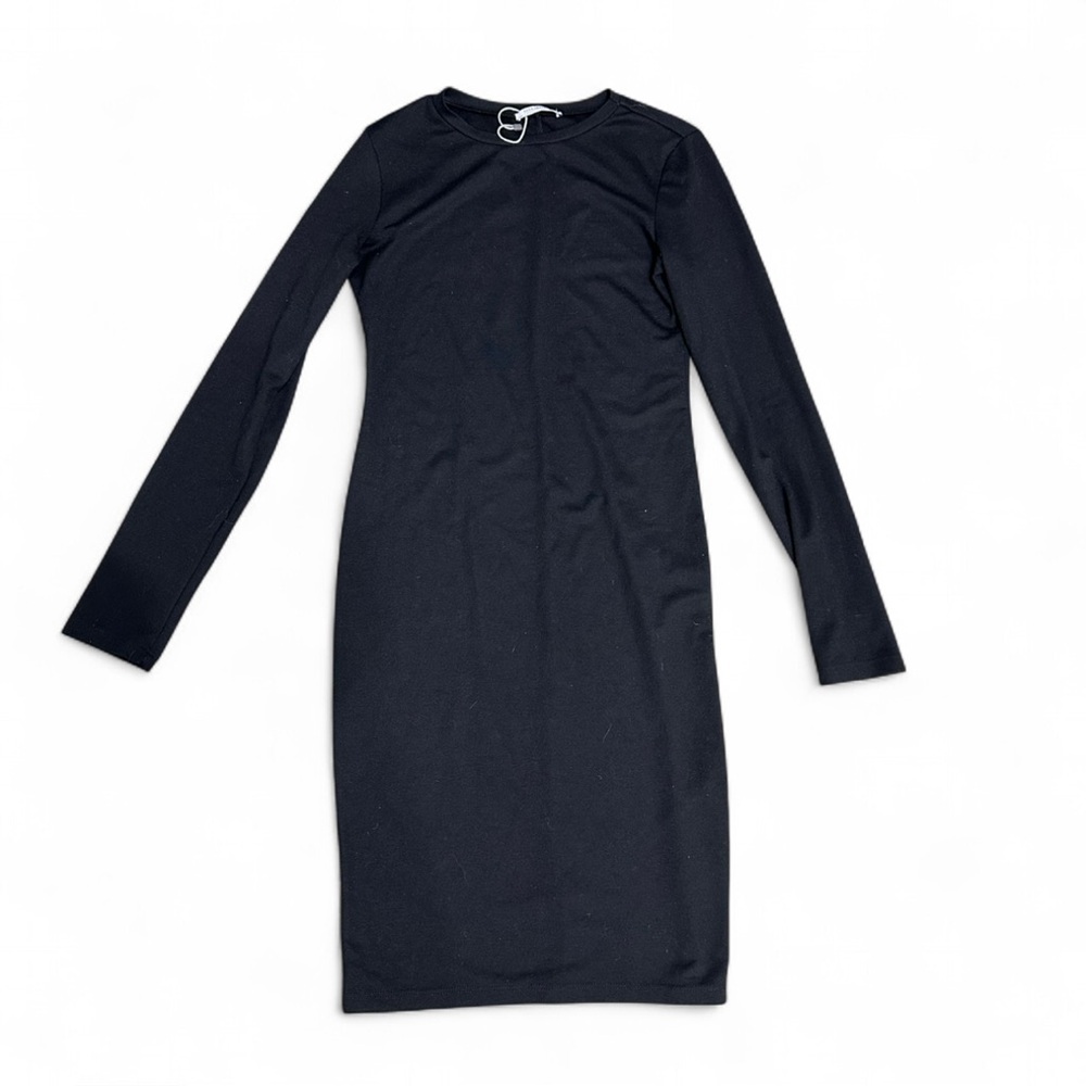 Zara black bodycon mid-calf long-sleeve